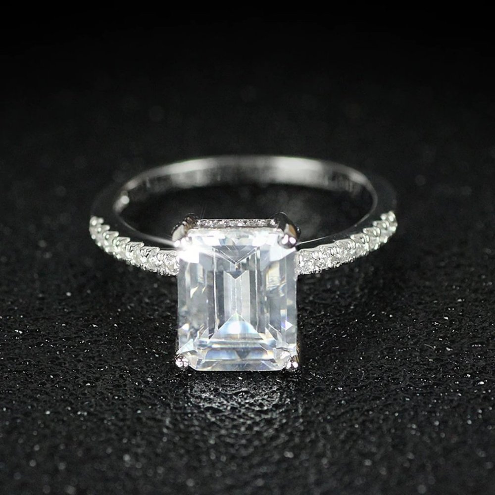 NEW 3.5 Carat Emerald Cut Pave Engagement Ring - Picture 3 of 5